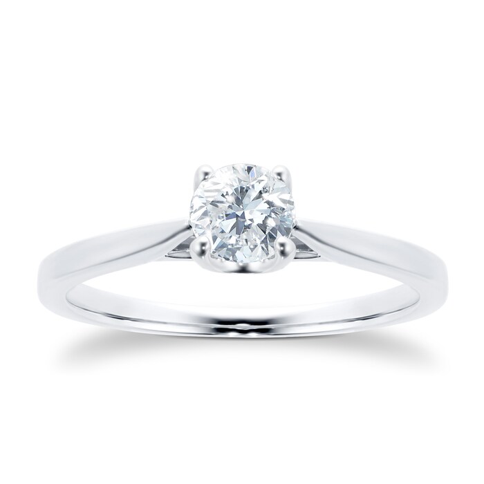 Goldsmiths 18ct White Gold Brilliant Cut 0.40 Carat 88 Facet Diamond Ring