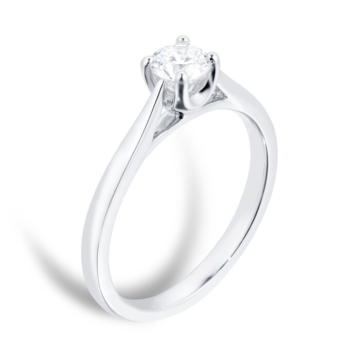 Goldsmiths 18ct White Gold Brilliant Cut 0.40 Carat 88 Facet Diamond Ring