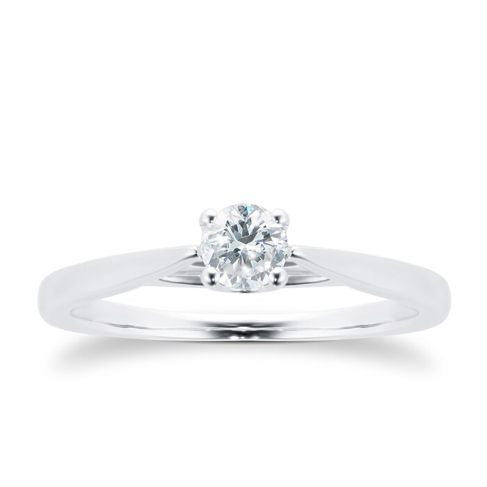 Goldsmiths 18ct White Gold Brilliant Cut 0.25 Carat 88 Facet Diamond Ring - Ring Size M