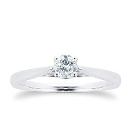 06018770 - 18ct White Gold Brilliant Cut 0.25 Carat 88 Facet Diamond Ring
