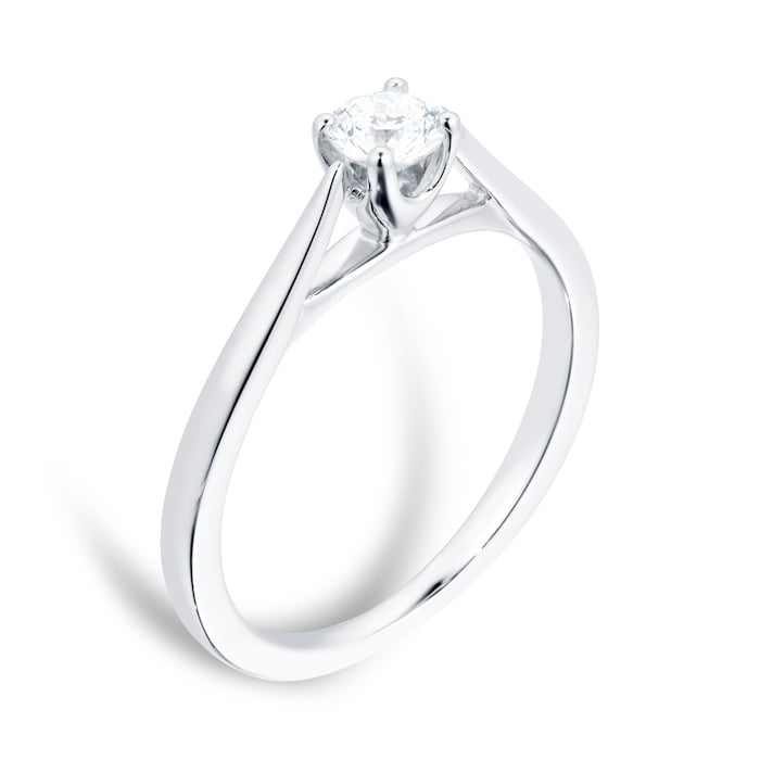 Goldsmiths 18ct White Gold Brilliant Cut 0.25 Carat 88 Facet Diamond Ring