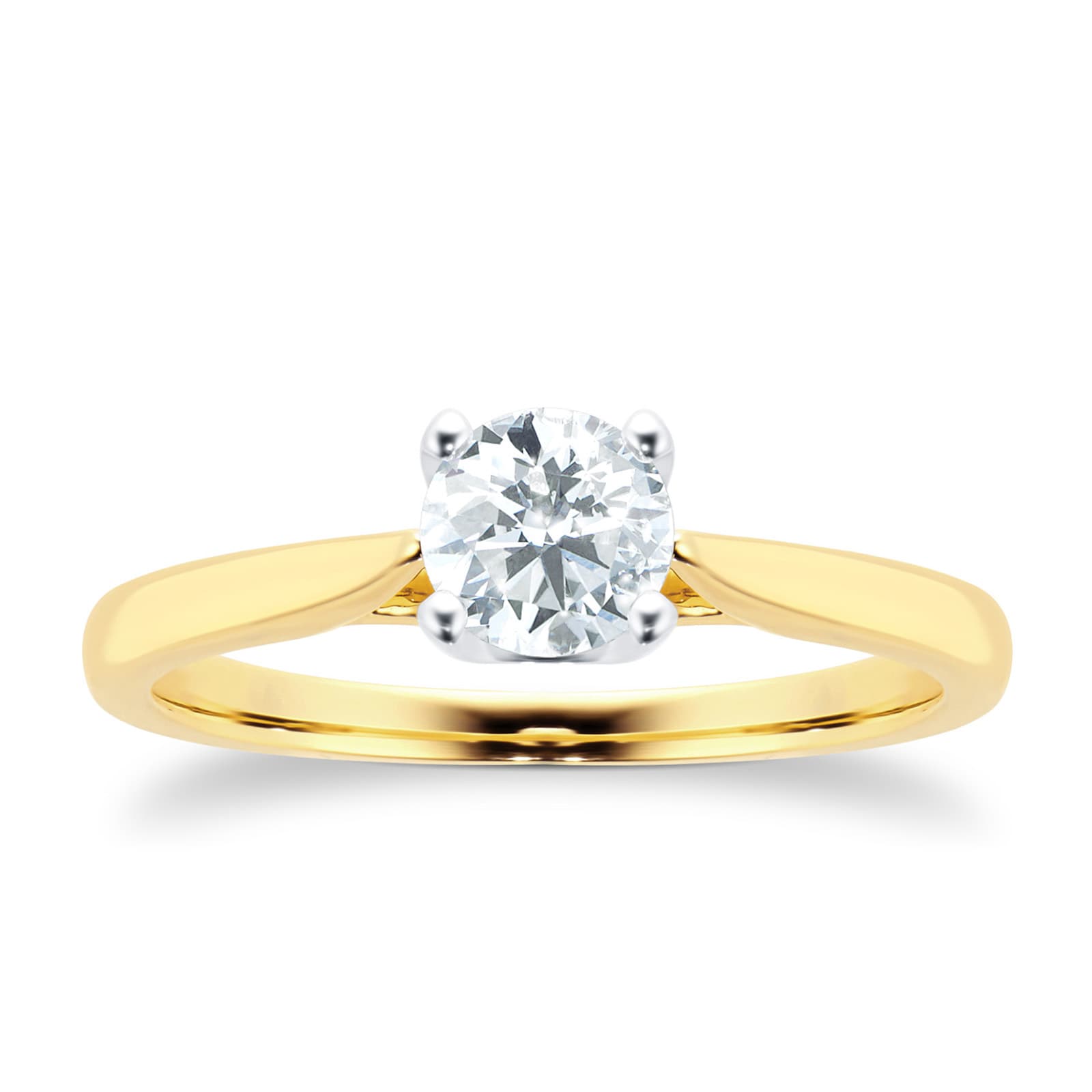 18ct Yellow Gold Brilliant Cut 0.50 Carat 88 Facet Diamond Ring - Ring Size M