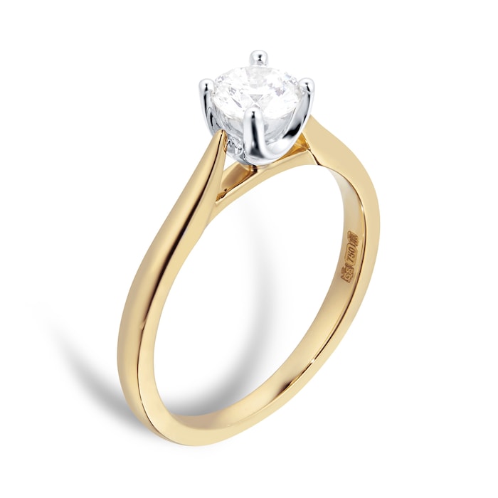 Goldsmiths 18ct Yellow Gold Brilliant Cut 0.50 Carat 88 Facet Diamond Ring