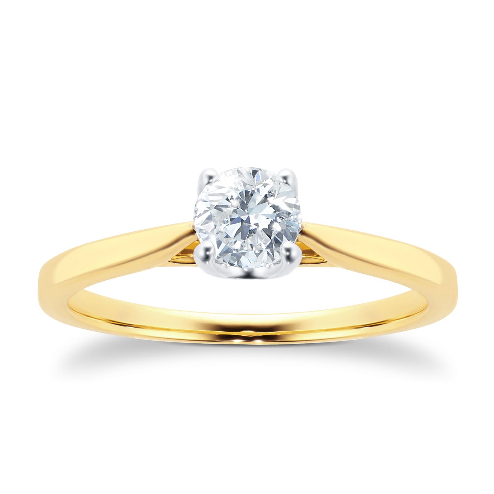 18ct Yellow Gold Brilliant Cut 0.40 Carat 88 Facet Diamond Ring - Ring Size N