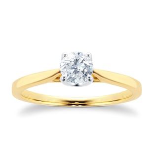 Goldsmiths 18ct Yellow Gold 0.40cttw Brilliant Cut Solitaire Diamond Engagement Ring