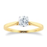 Goldsmiths 18ct Yellow Gold Brilliant Cut 0.40 Carat 88 Facet Diamond Ring - Ring Size P