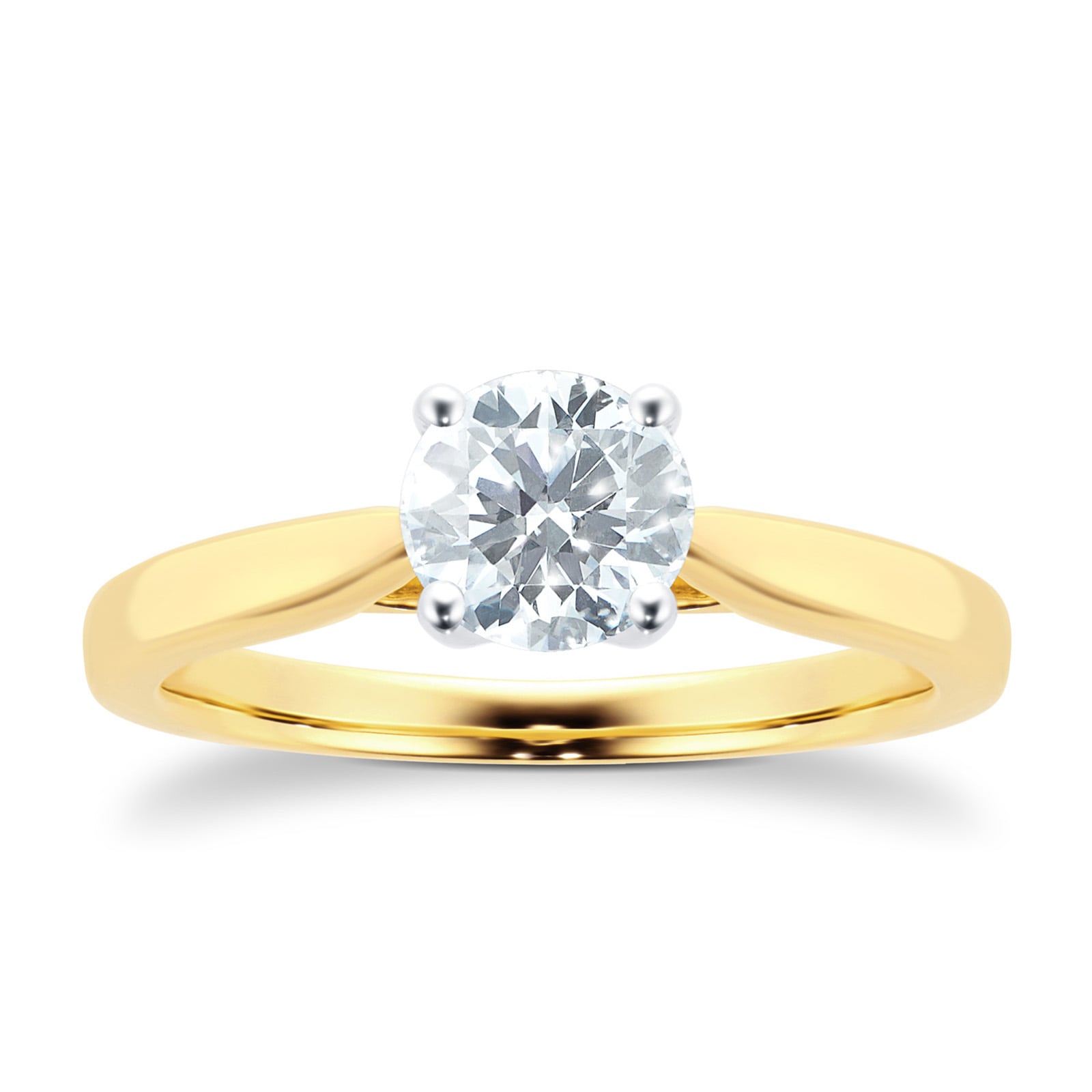 18ct Yellow Gold Brilliant Cut 0.70 Carat 88 Facet Diamond Ring - Ring Size M.5