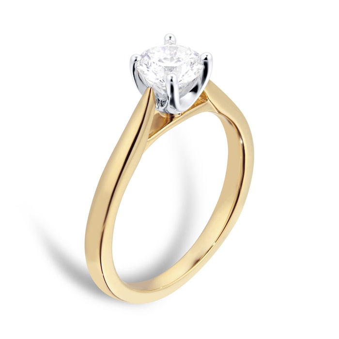 Goldsmiths 18ct Yellow Gold Brilliant Cut 0.70 Carat 88 Facet Diamond Ring - Ring Size L.5