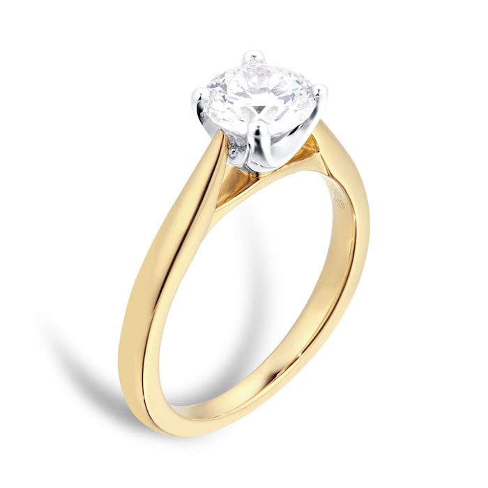 Goldsmiths 18ct Yellow Gold Brilliant Cut 1.00 Carat 88 Facet Diamond Ring