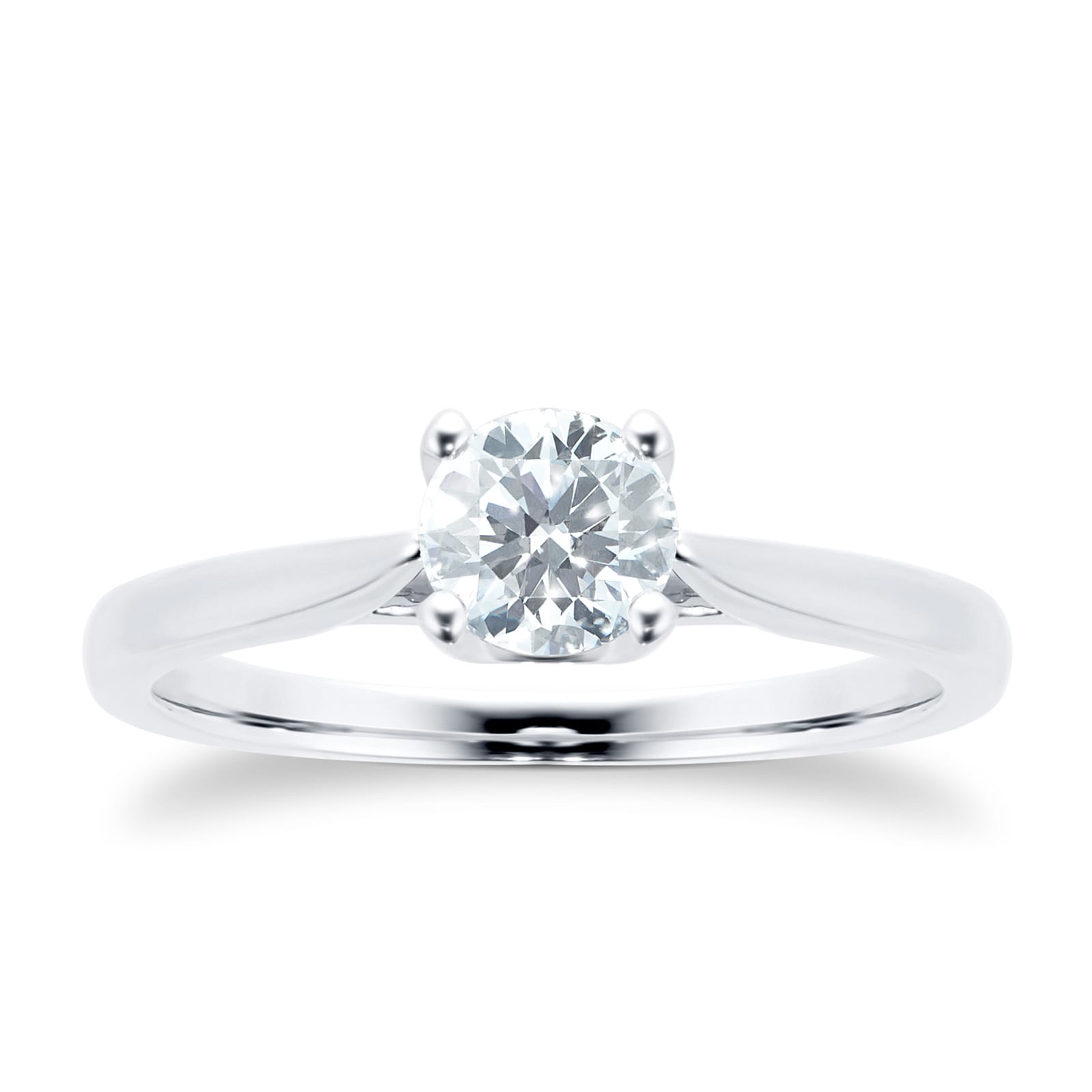 Platinum Brilliant Cut 0.50ct Goldsmiths Brightest Diamond Ring - Ring Size Q