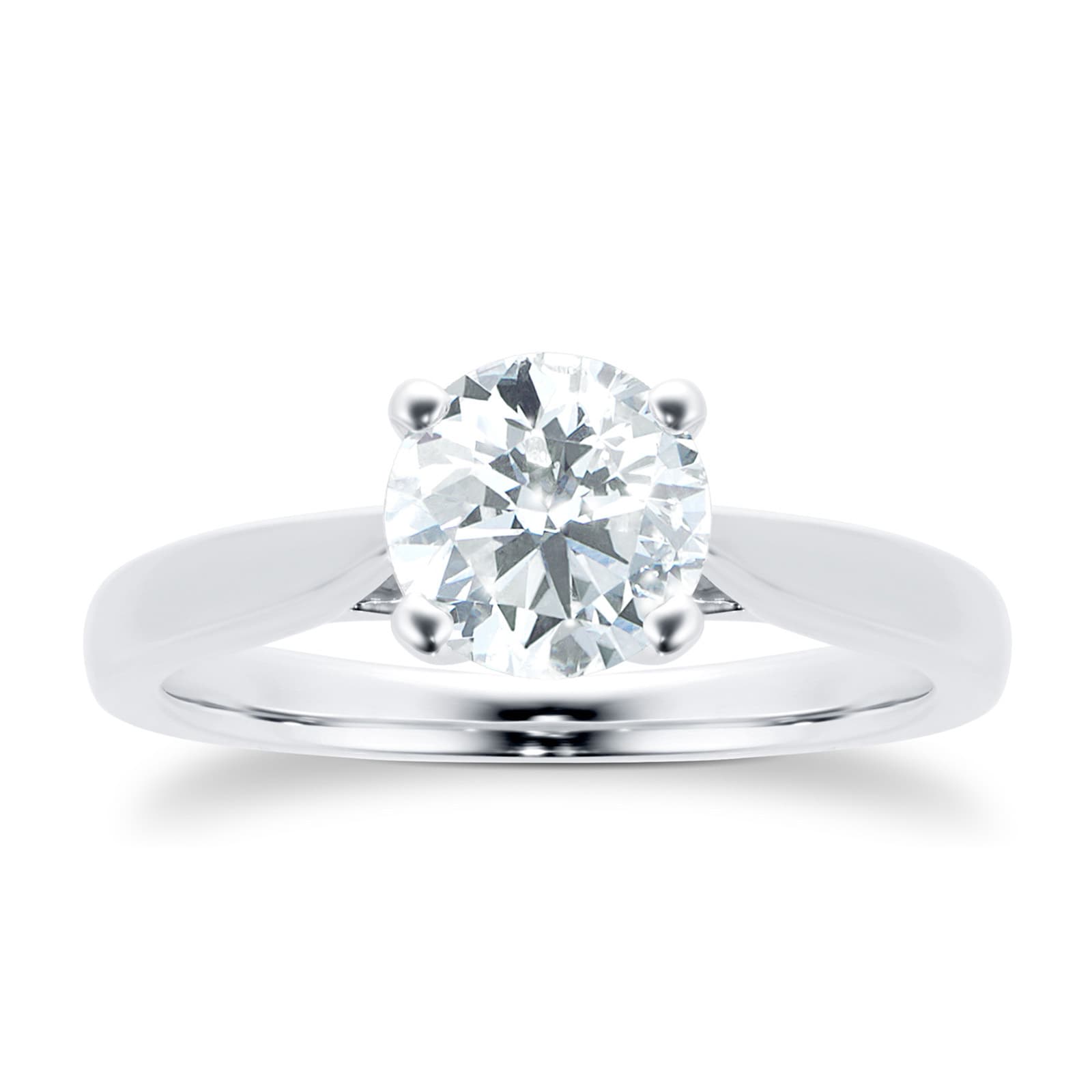 Platinum Brilliant Cut 1.00 Carat 88 Facet Diamond Ring - Ring Size Q