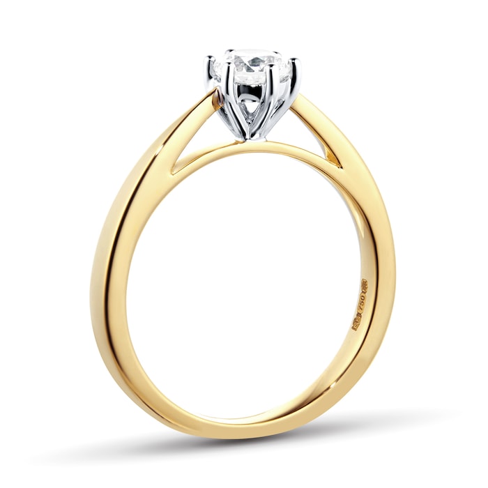 Goldsmiths 18ct Yellow Gold 0.40ct Diamond 6 Claw Solitaire Ring