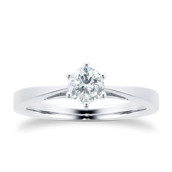 Goldsmiths 18ct White Gold 0.40ct Diamond 6 Claw Solitaire Ring