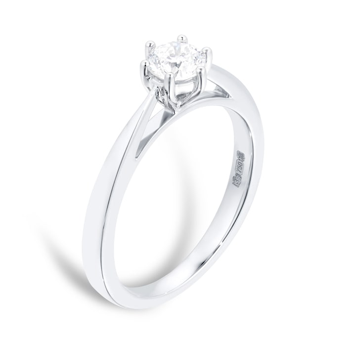 Goldsmiths 18ct White Gold 0.40ct Diamond 6 Claw Solitaire Ring