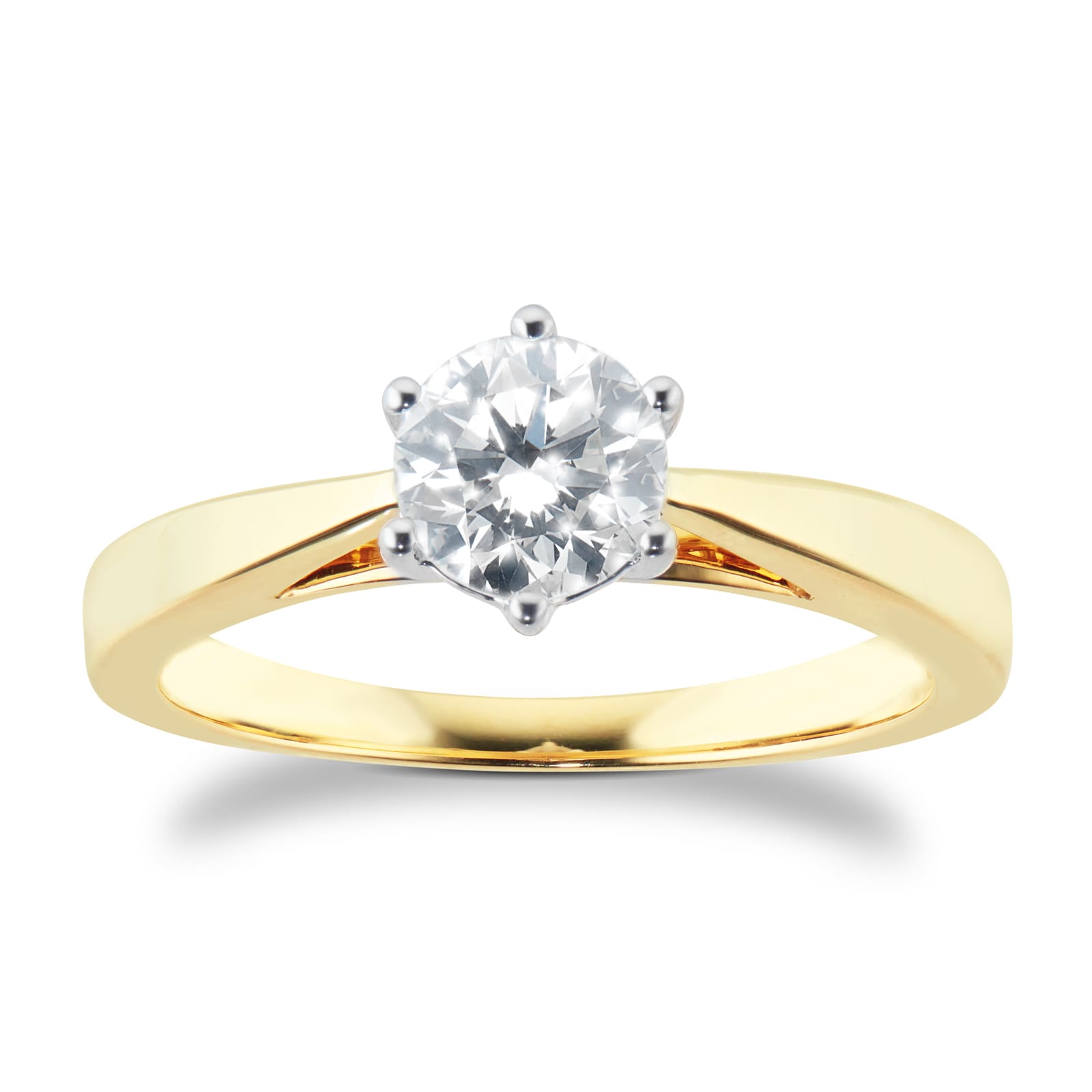 18ct Yellow Gold 0.70ct 6 Claw Solitaire Diamond Ring - Ring Size N