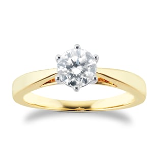 Goldsmiths 18ct Yellow Gold 0.70ct 6 Claw Solitaire Diamond Ring