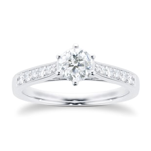 Goldsmiths Platinum Brilliant Cut 0.65 Carat 88 Facet Diamond Ring