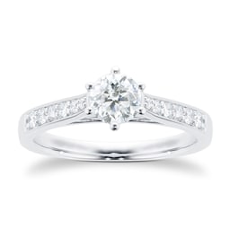 06018783 - Platinum Brilliant Cut 0.65cttw Solitaire Diamond Set Shoulder Ring