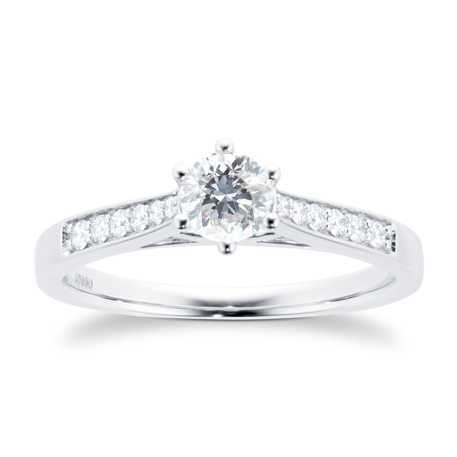 Platinum Brilliant Cut 0.42 Carat 88 Facet Diamond Ring - Ring Size P