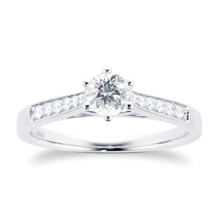 Goldsmiths Platinum 0.42cttw Solitaire Diamond Set Shoulder Ring
