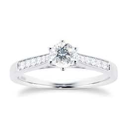 06018784 - Platinum 0.42cttw Solitaire Diamond Set Shoulder Ring
