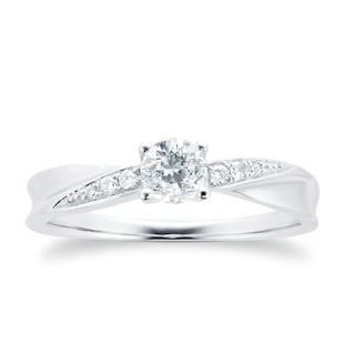 Goldsmiths 18ct White Gold 0.30cttw Solitaire Diamond Set Shoulder Ring
