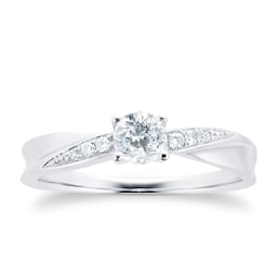 06018785 - 18ct White Gold 0.30cttw Solitaire Diamond Set Shoulder Ring
