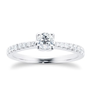 Goldsmiths Platinum 0.50cttw Solitaire Diamond Set Shoulder Ring
