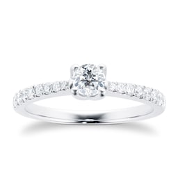 06018787 - Platinum 0.50cttw Solitaire Diamond Set Shoulder Ring