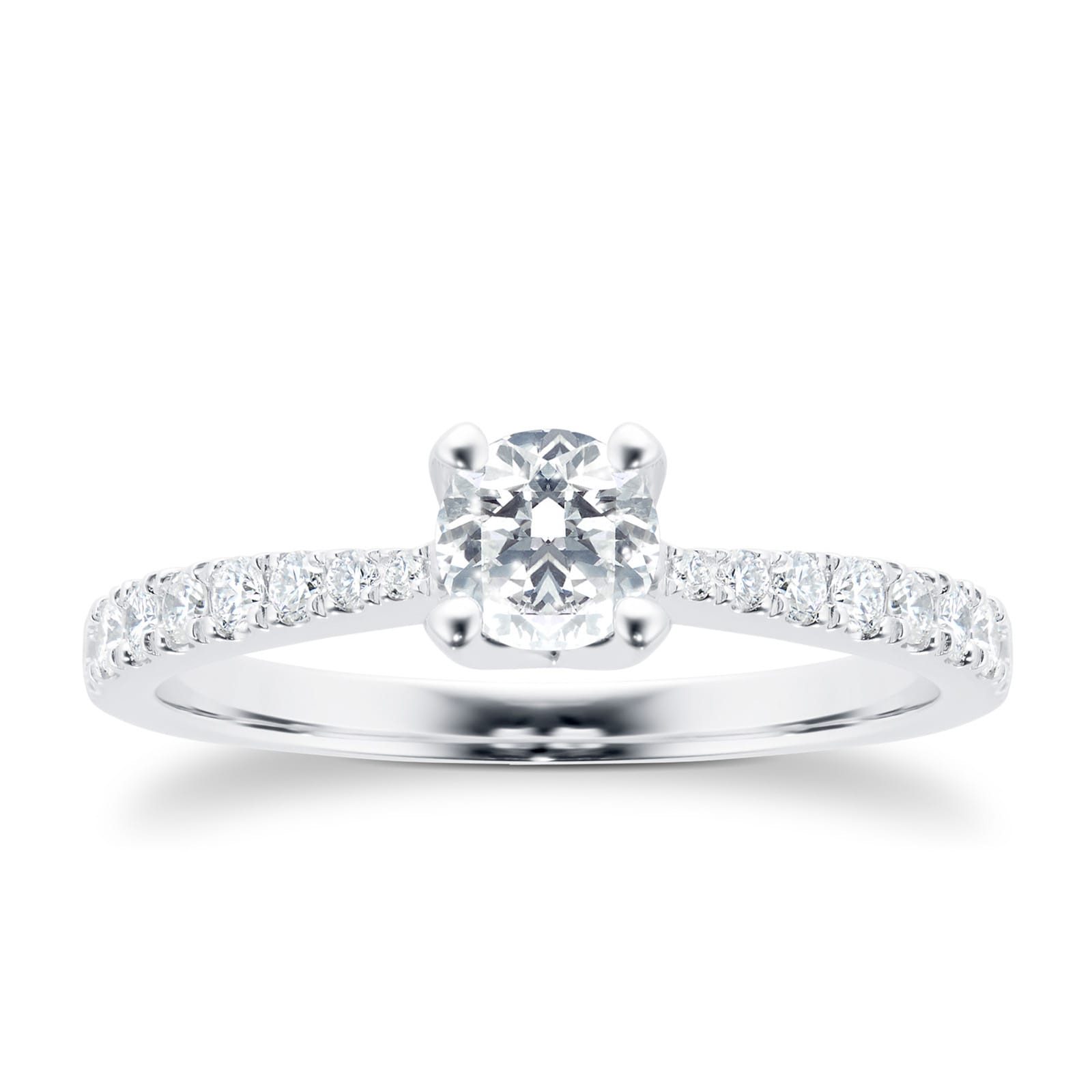 Goldsmiths Platinum 0.70cttw Solitaire Diamond Set Shoulder Ring