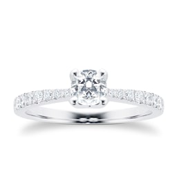 06018788 - Platinum 0.70cttw Solitaire Diamond Set Shoulder Ring