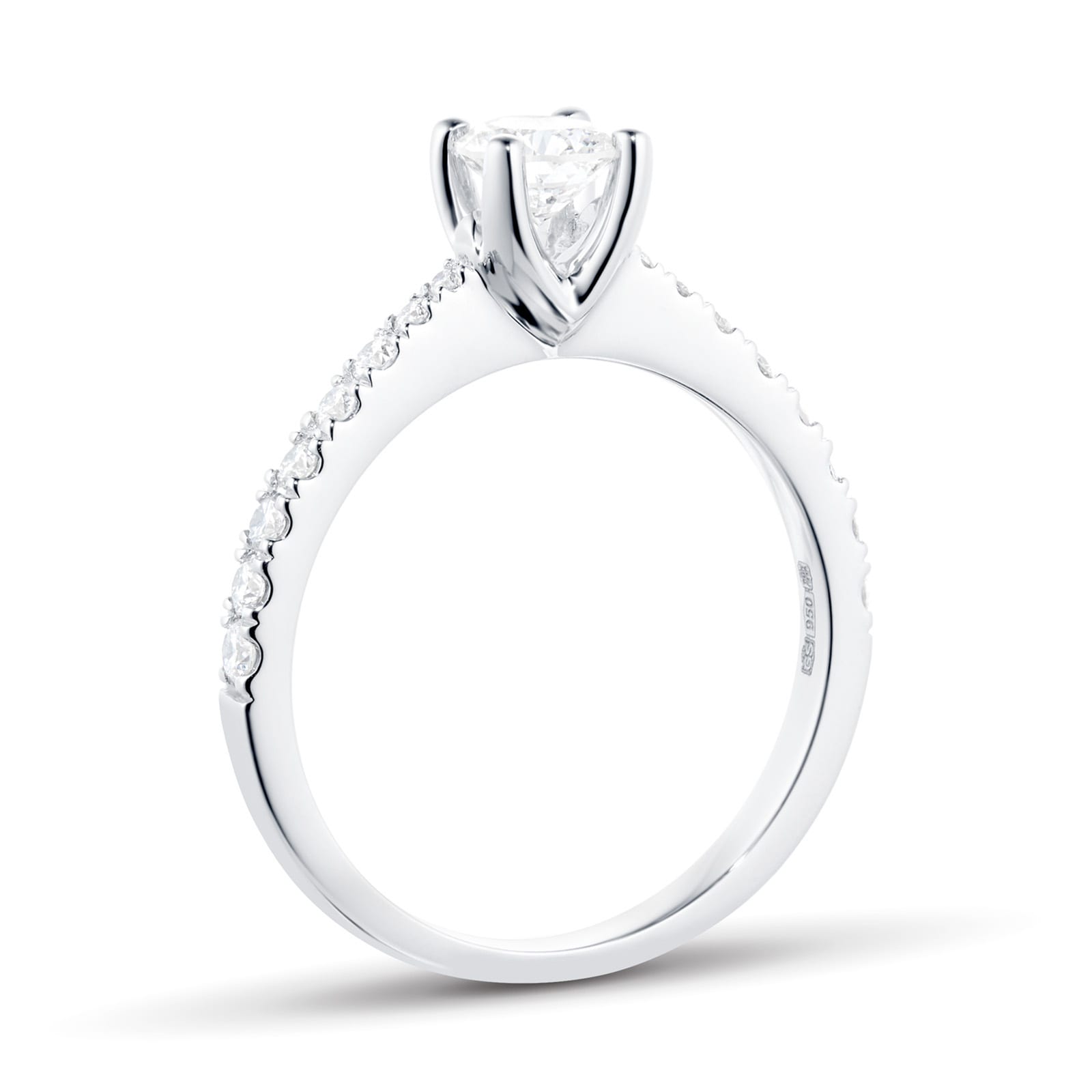 Goldsmiths Platinum 0.70cttw Solitaire Diamond Set Shoulder Ring