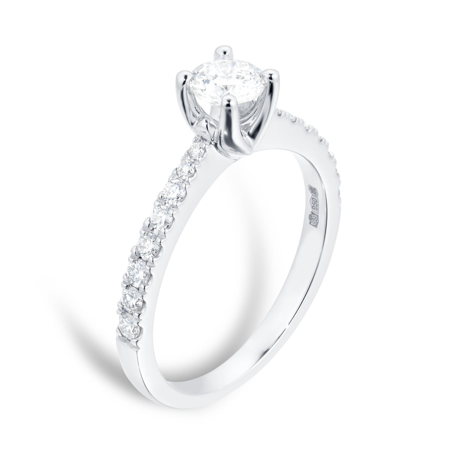 Goldsmiths Platinum 0.70cttw Solitaire Diamond Set Shoulder Ring