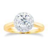 Goldsmiths 18ct Yellow Gold 1.00cttw Diamond Halo Engagement Ring