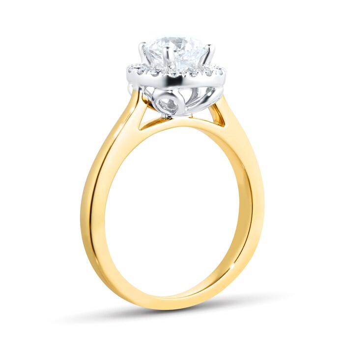 Goldsmiths 18ct Yellow Gold 1.00cttw Diamond Halo Engagement Ring