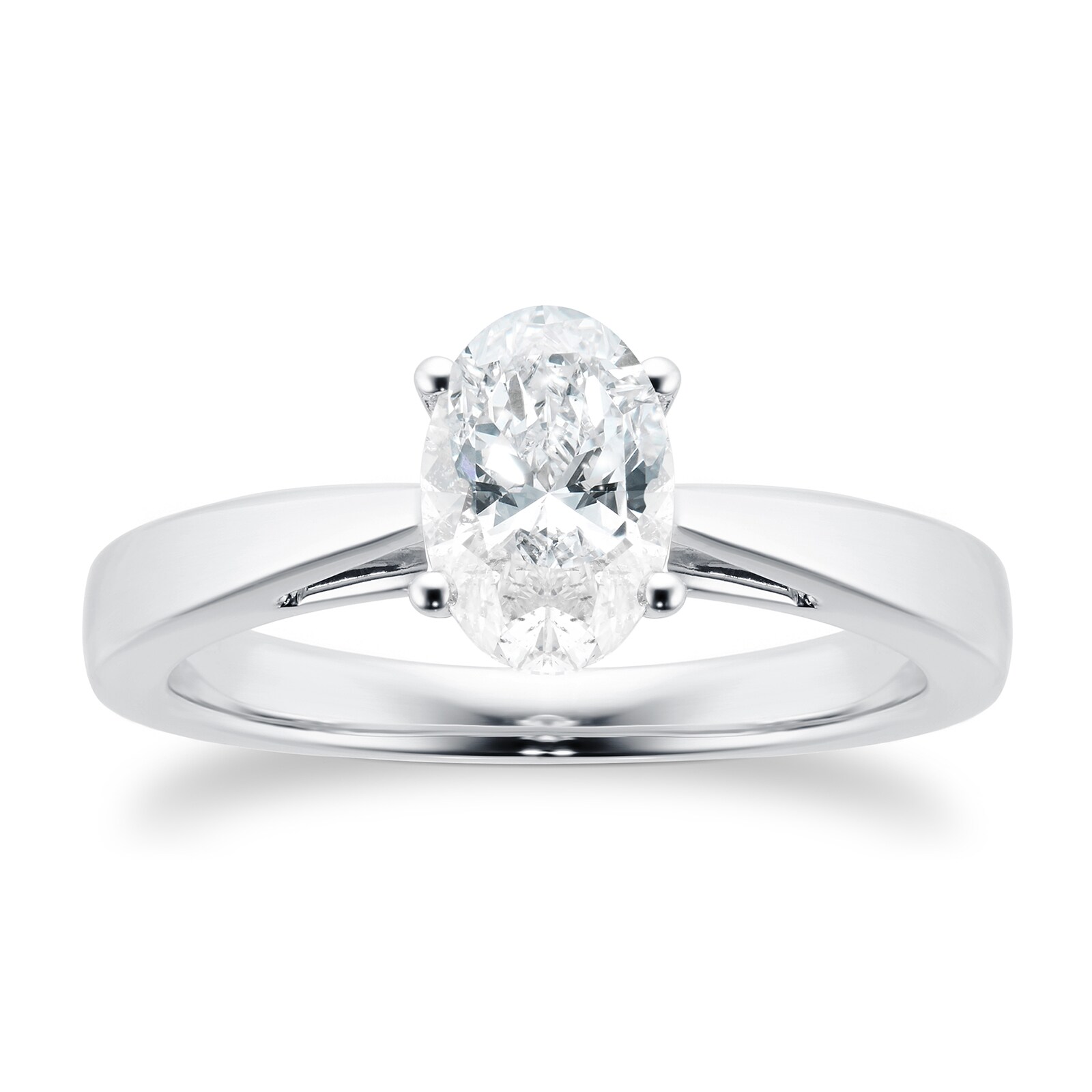 Platinum 1.00ct Goldsmiths Brightest Diamond Oval Solitaire Engagement Ring - Ring Size K
