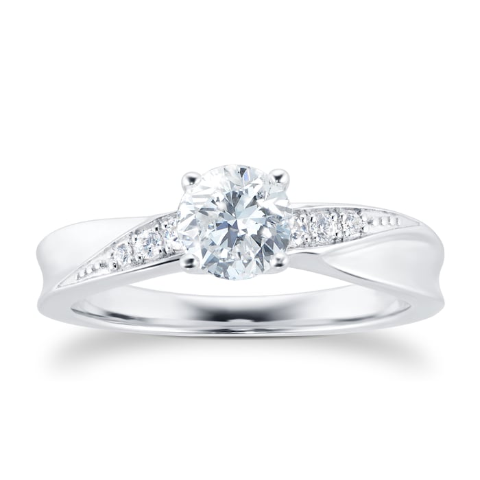 Goldsmiths 18ct White Gold 0.75cttw Diamond Twist Shoulder Engagement Ring