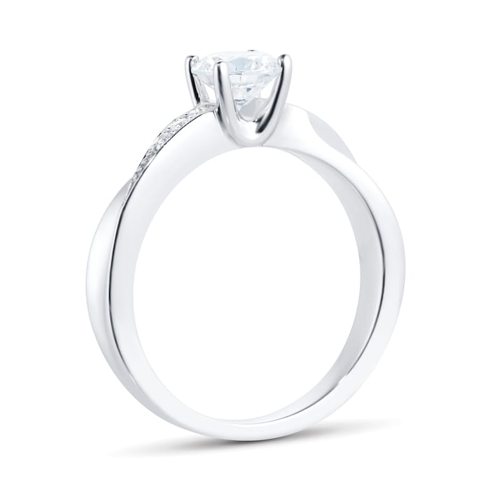 Goldsmiths 18ct White Gold 0.75cttw Diamond Twist Shoulder Engagement Ring - Ring Size L