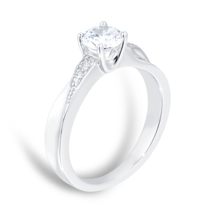 Goldsmiths 18ct White Gold 0.75cttw Diamond Twist Shoulder Engagement Ring - Ring Size L