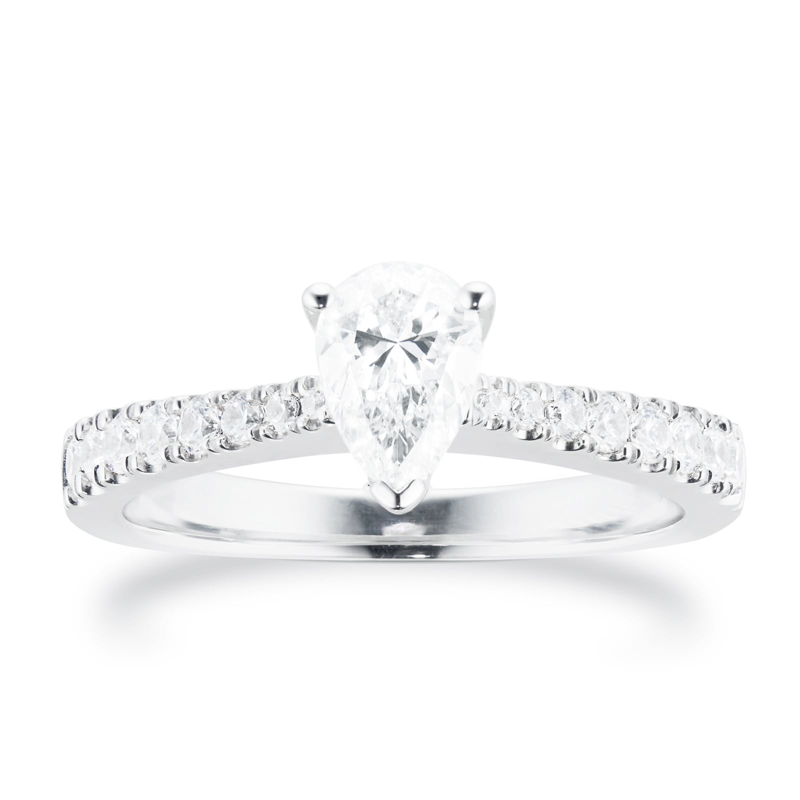 Platinum 0.70cttw Goldsmiths Brightest Diamond Pear Cut Solitaire Engagement Ring - Ring Size O