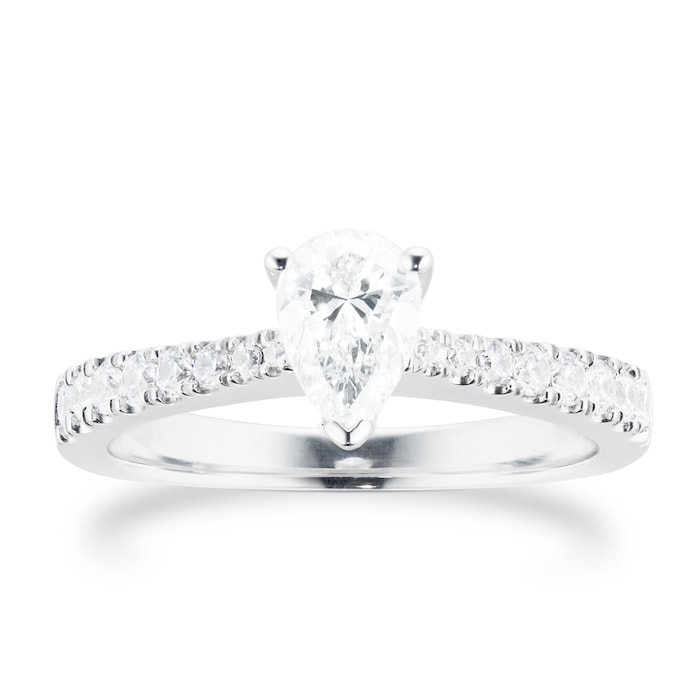 Goldsmiths Platinum 0.70cttw Goldsmiths Brightest Diamond Pear Cut Solitaire Engagement Ring