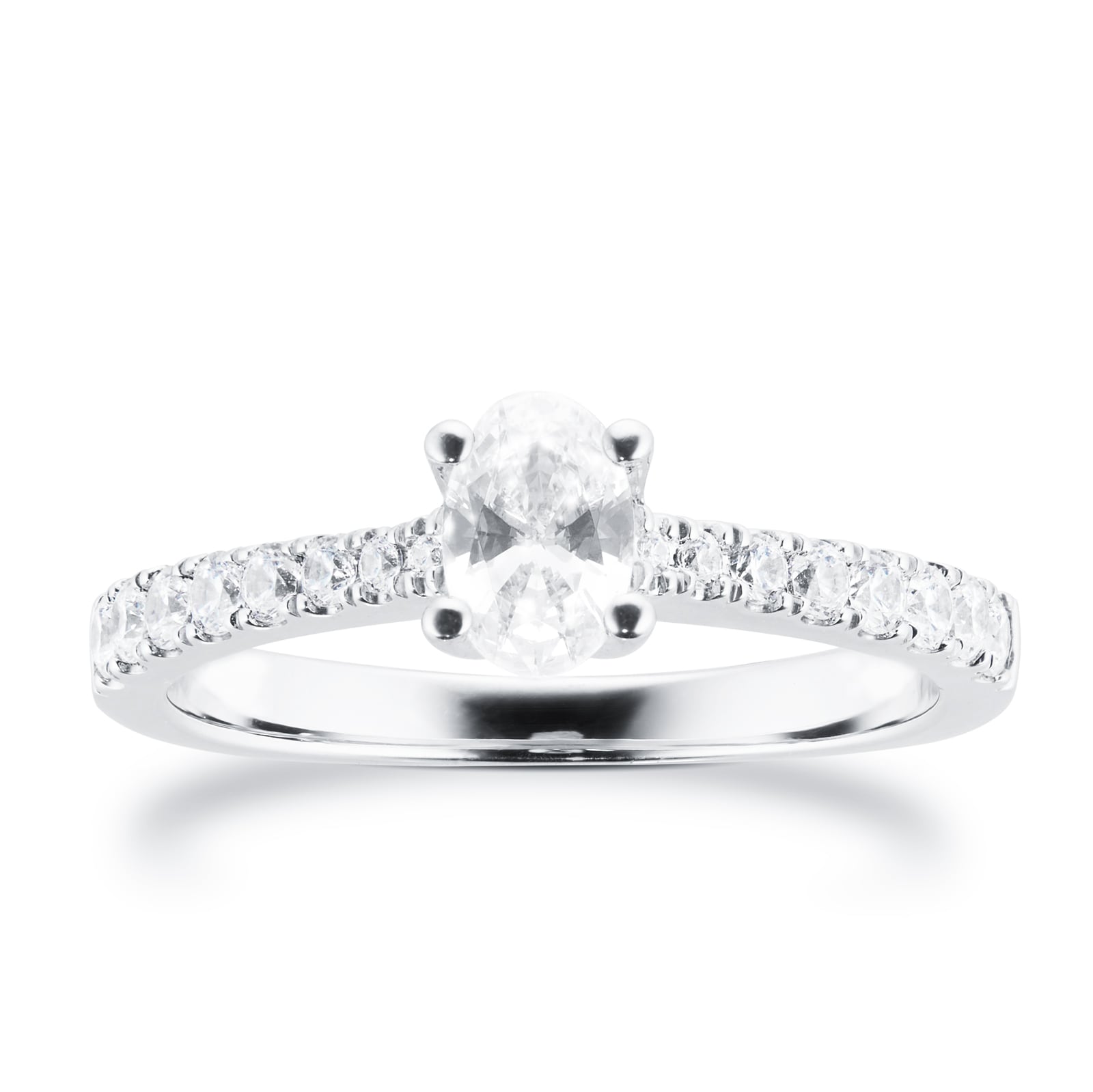 Platinum 0.70cttw Goldsmiths Brightest Diamond Oval Cut Solitaire Engagement Ring - Ring Size J