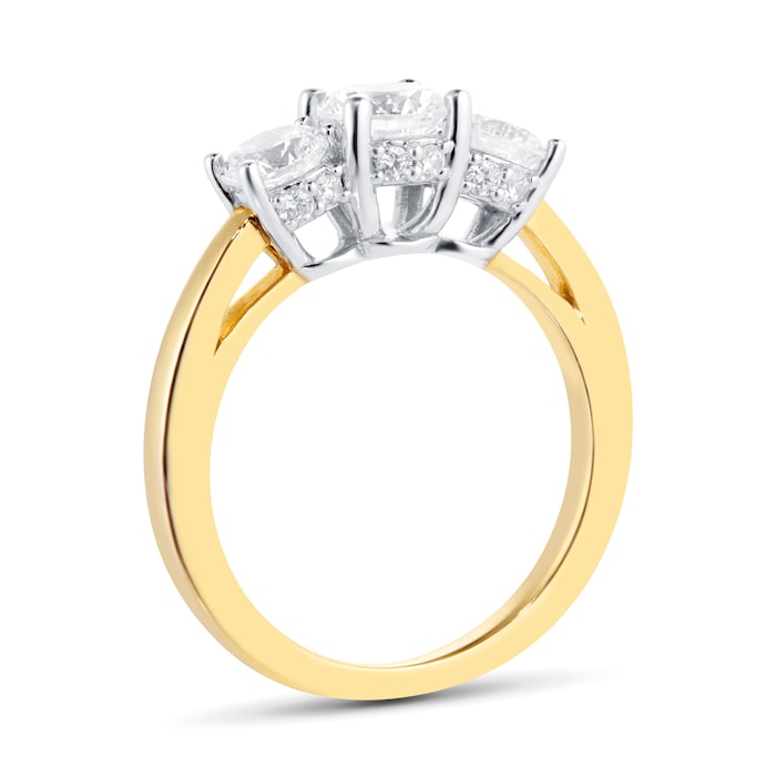 Goldsmiths 18ct Yellow Gold 1.50cttw Goldsmiths Brightest Diamond Three Stone Engagement Ring