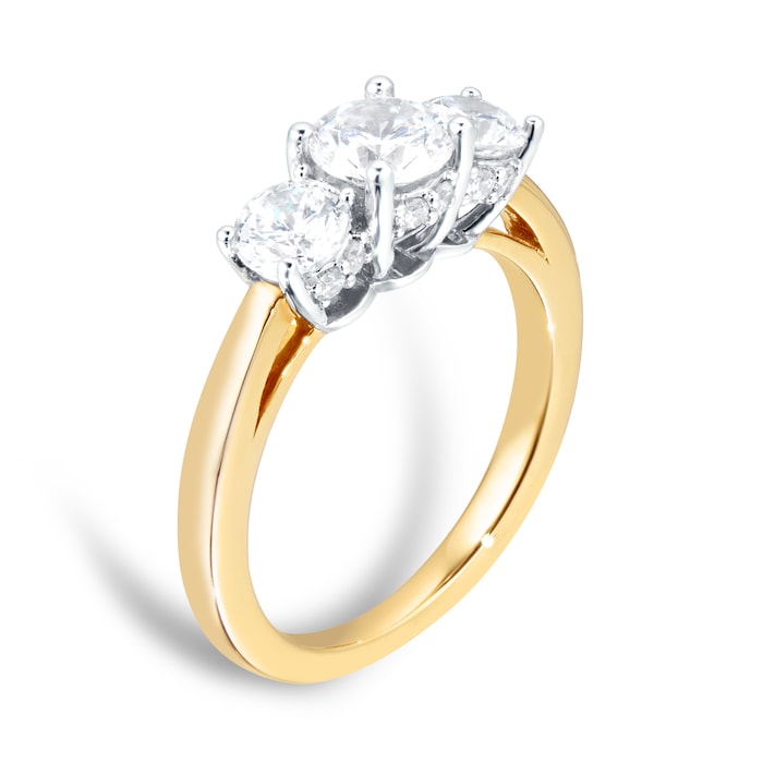 Goldsmiths 18ct Yellow Gold 1.50cttw Goldsmiths Brightest Diamond Three Stone Engagement Ring