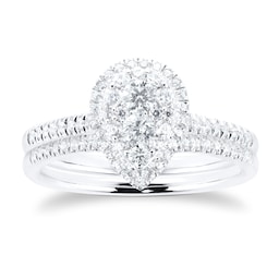06018828 - 18ct White Gold 0.60ct Diamond Pear Bridal Set