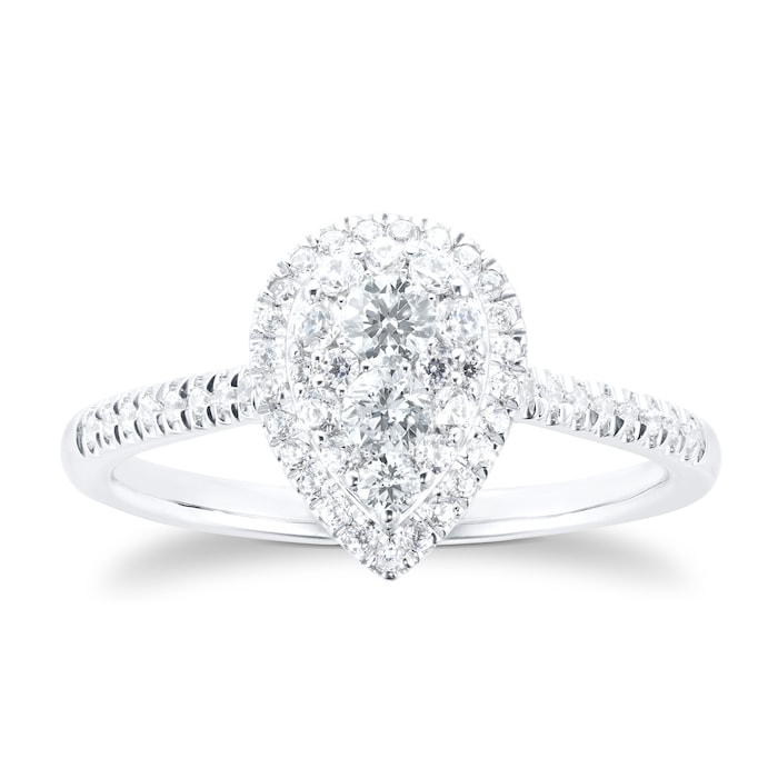 Goldsmiths 18ct White Gold 0.60ct Diamond Pear Bridal Set