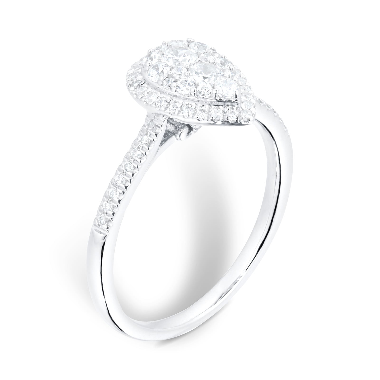 Goldsmiths 18ct White Gold 0.60ct Diamond Pear Bridal Set - Ring Size M Goldsmiths 18ct White Gold 0.60ct Diamond Pear Bridal Set - Ring Size M