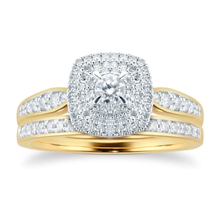 Goldsmiths 18ct Yellow Gold 0.65ct Diamond Bridal set