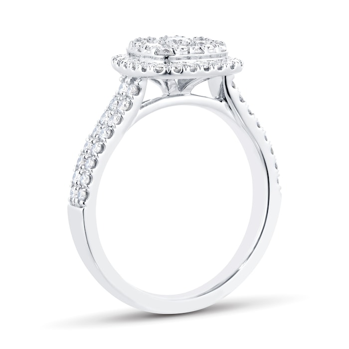 Goldsmiths Platinum 1ct Diamond Cluster Engagement Ring with Diamond Shoulders