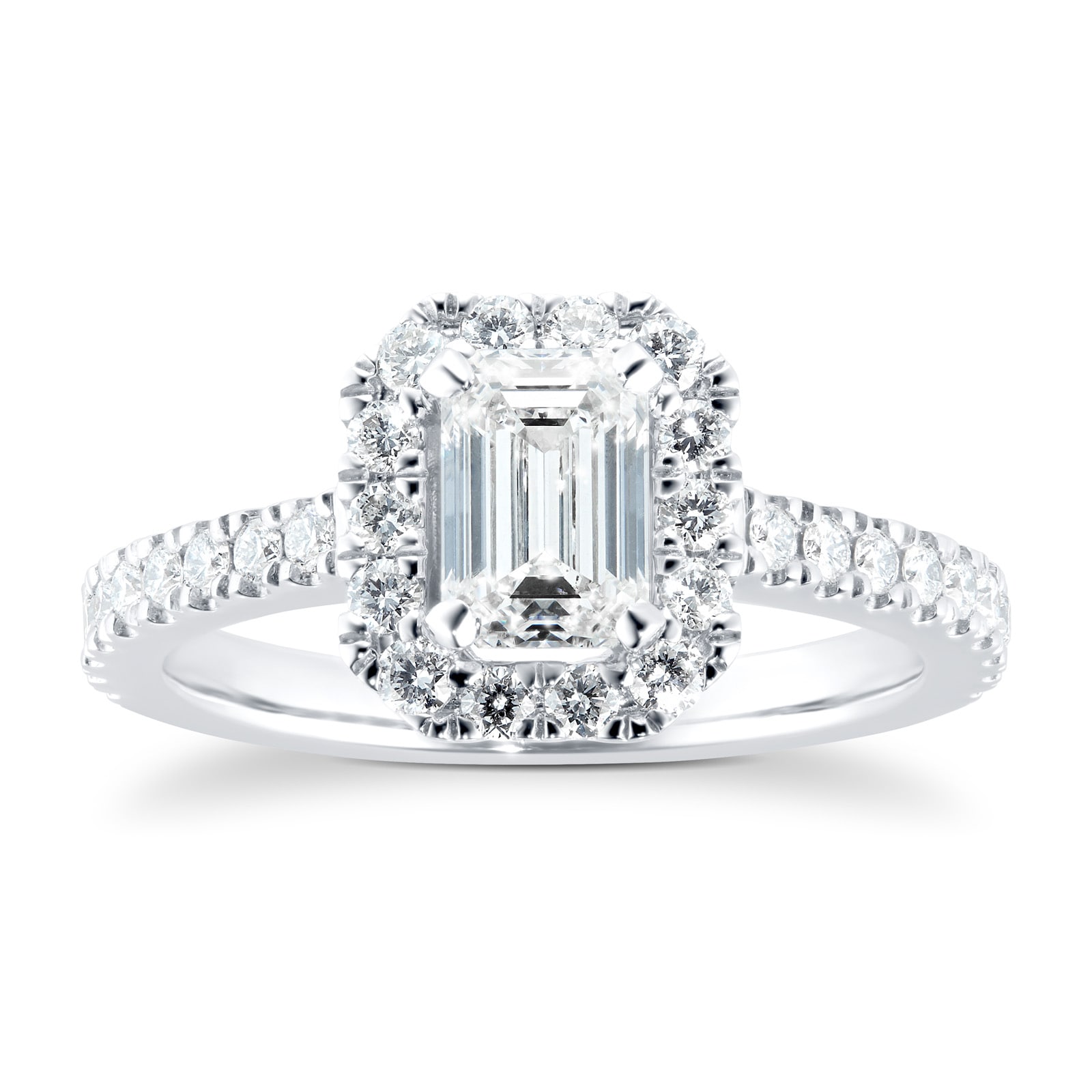 Amelia Platinum 1.40ct Diamond Emerald Cut Engagement Ring - Ring Size J